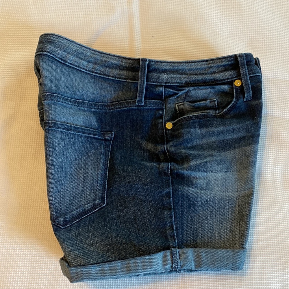 Mossimo High Rise Midi Jeans Shorts Size 0 25 Waist Dark Wash - Picture 5 of 11